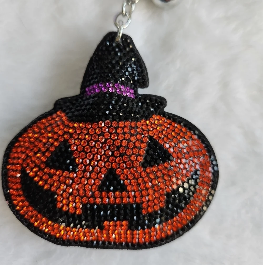 Sparkling Pumpkin With Hat Keychain with Tassel